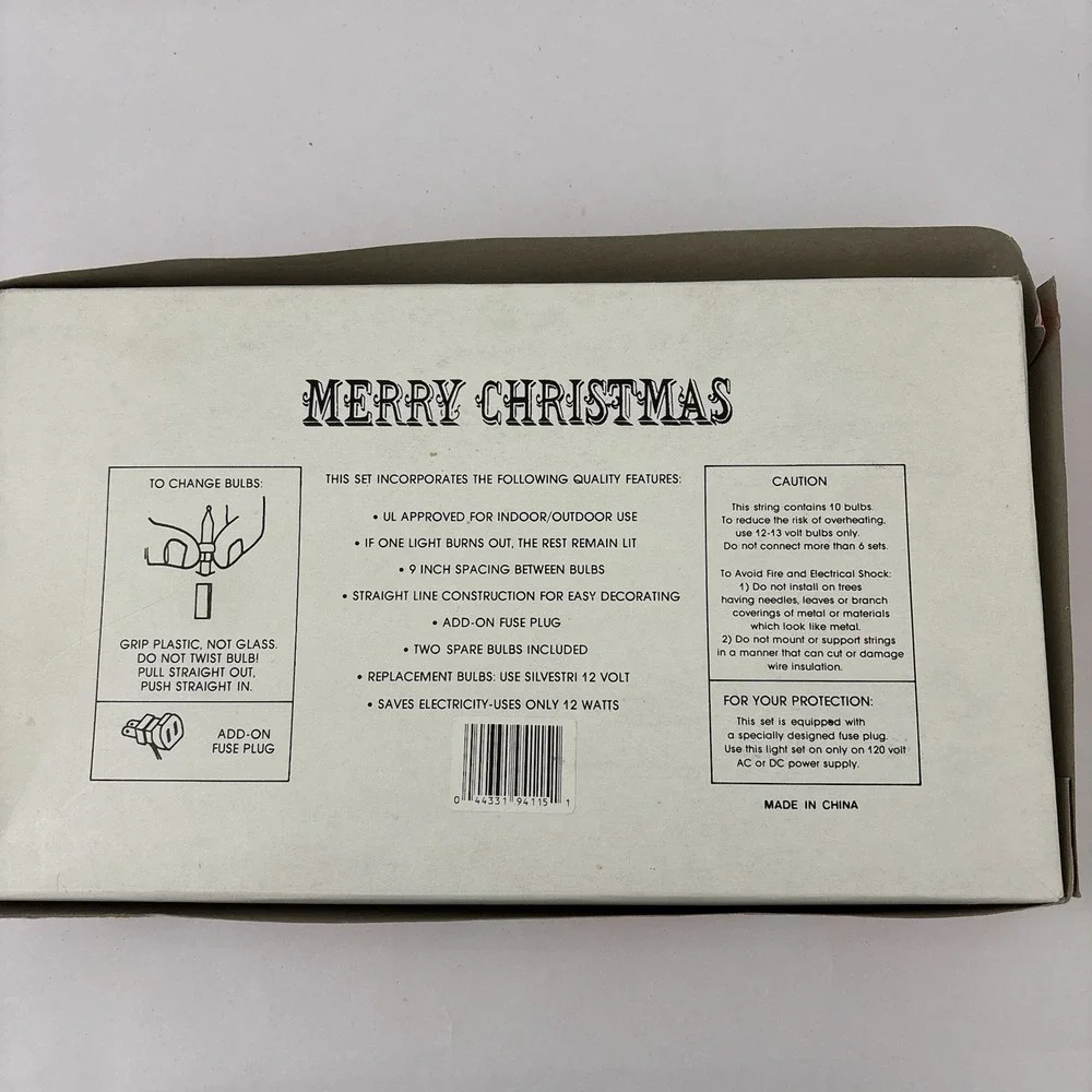 Vintage Santa Claus Blow Mold String Lights (10) In Box WORK Christmas Decor